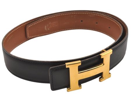 Authentic HERMES Constance Leather Belt Size 65cm 25.6  Black Brown 2012I For Cheap