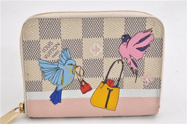 Auth Louis Vuitton Damier Azur Zippy Coin Purse Wallet Bird N60138 Box 7259F Supply