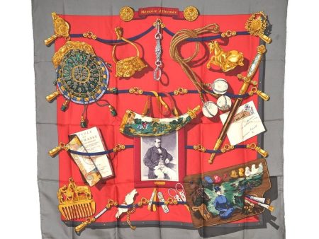 Authentic HERMES Carre 90 Scarf  Memoire d Hermes  Silk Gray 2603I Cheap