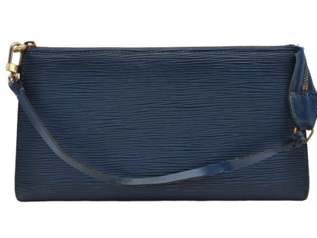 Authentic Louis Vuitton Epi Pochette Accessoires Pouch Blue M52945 LV 1845I Discount