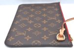 Authentic Louis Vuitton Monogram Neverfull Pouch Purse Clutch Bag Red LV K4438 For Sale