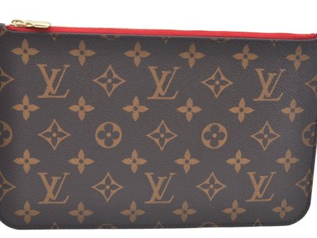 Authentic Louis Vuitton Monogram Neverfull Pouch Purse Clutch Bag Red LV K4432 Hot on Sale