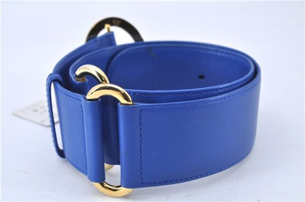 Authentic Christian Dior Vintage Belt Leather Size 65cm 25.6inches Blue CD 3358F For Discount