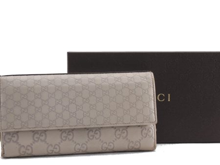 Authentic GUCCI Guccissima Leather Long Wallet Purse 323396 Ivory Box 1241F Discount