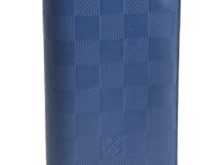 Auth Louis Vuitton Damier Infini Portefeuille Brazza Wallet Blue N63205 LV 2009G Hot on Sale