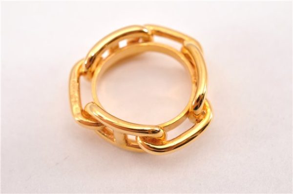 Authentic HERMES Scarf Ring Chaine d Ancre Chain Design Gold Tone 8280F Online now