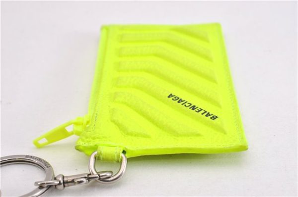 Authentic BALENCIAGA Cash Card Case On Key Ring Leather 683425 Green Box 6914F For Sale