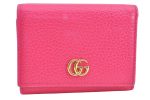 Authentic GUCCI GG Marmont Double G Trifold Wallet Leather 474746 Pink J2393 Online Sale