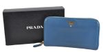 Authentic PRADA Saffiano Leather Long Wallet Purse Blue Box 8600F For Cheap