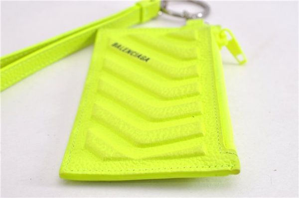 Authentic BALENCIAGA Cash Card Case On Key Ring Leather 683425 Green Box 6914F For Sale