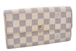 Authentic Louis Vuitton Damier Azur Portefeuille Sarah Wallet N61735 LV 0004G For Discount