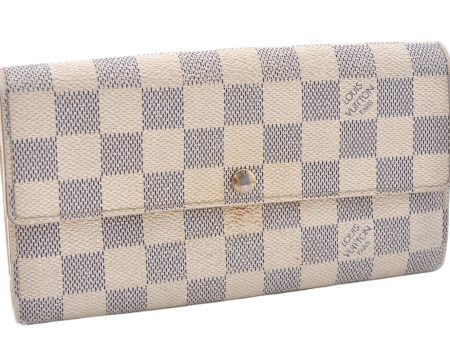 Authentic Louis Vuitton Damier Azur Portefeuille Sarah Wallet N61735 LV 0004G For Discount