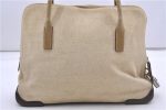 Authentic PRADA Vintage Canvas Leather Shoulder Tote Bag Purse Beige 0891G For Sale