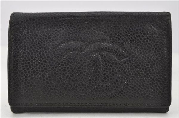 Authentic CHANEL Vintage Caviar Skin 6 Six Hooks Key Case CC Logo Black 2074G Sale