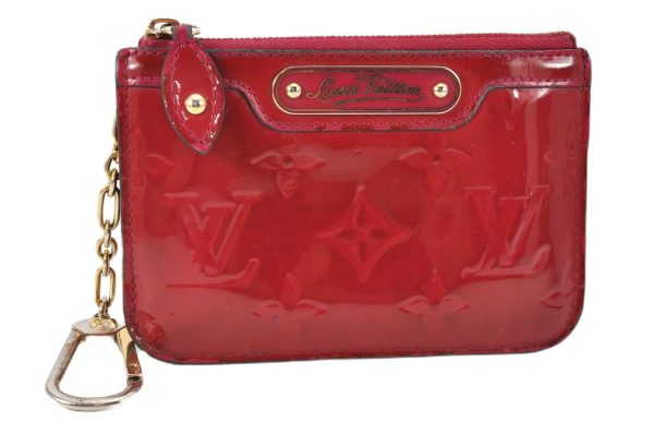 Authentic Louis Vuitton Vernis Pochette Cles NM Coin Purse Case M91669 Red 1903G on Sale