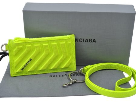 Authentic BALENCIAGA Cash Card Case On Key Ring Leather 683425 Green Box K4495 on Sale