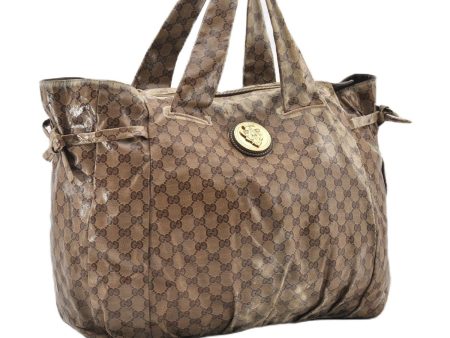 Auth GUCCI GG Crystal Hysteria Shoulder Tote Bag PVC Leather 197022 Brown 0949G For Discount