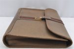 Authentic GUCCI Web Sherry Line Vintage Document Case Leather Brown 1832I Hot on Sale