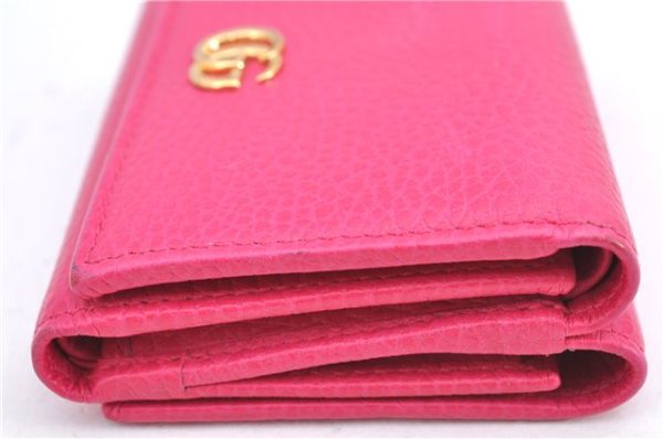 Authentic GUCCI GG Marmont Double G Trifold Wallet Leather 474746 Pink J2393 Online Sale