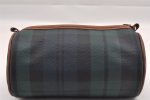 Authentic POLO Ralph Lauren Check Pattern PVC Leather Pouch Purse Green 0927I Online now