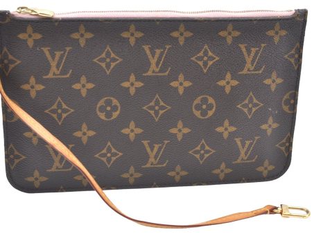 Authentic Louis Vuitton Monogram Neverfull Pouch Purse Clutch Bag Pink LV K4437 Online