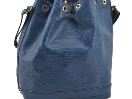 Authentic Louis Vuitton Epi Noe Shoulder Drawstring Bag Blue M44005 LV 1872I Fashion