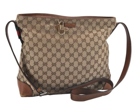 Auth GUCCI Web Sherry Line Shoulder Bag GG Canvas Leather 308930 Brown 0896G Online