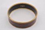 Authentic HERMES Email GM Bangle Bolduc Logo Motif Gold Bordeaux  K4820 Online