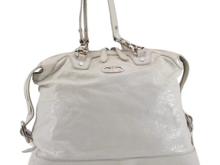 Authentic CELINE Vintage Shoulder Tote Bag Enamel White K4984 Sale