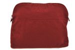 Authentic HERMES Bolide Pouch TGM Clutch Bag Canvas Leather Red 1841I on Sale