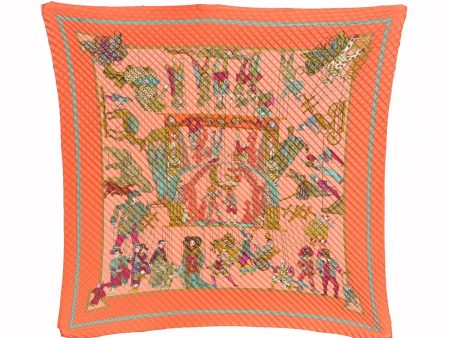 Authentic HERMES Double Pleats Scarf  DES MARIONNETTES  Silk Orange Box 4104F For Discount