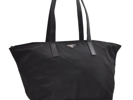 Authentic PRADA Vintage Nylon Tessuto Leather Shoulder Tote Bag Black 9062F Fashion