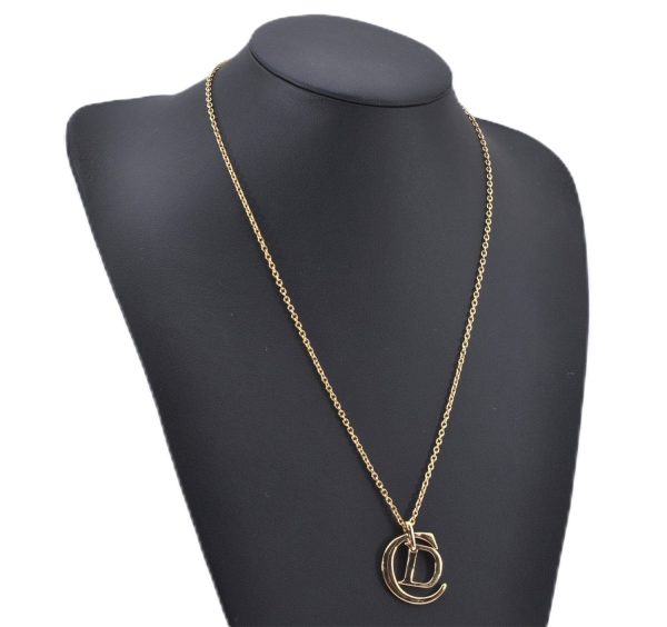 Authentic Christian Dior Gold Tone Chain Pendant Necklace CD Box 2785F Discount