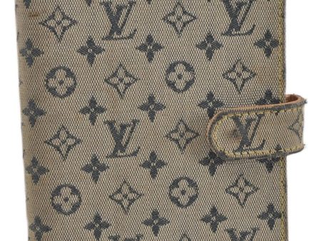 Auth Louis Vuitton Monogram Mini Agenda PM Notebook Cover R20905 Blue LV K4851 For Sale