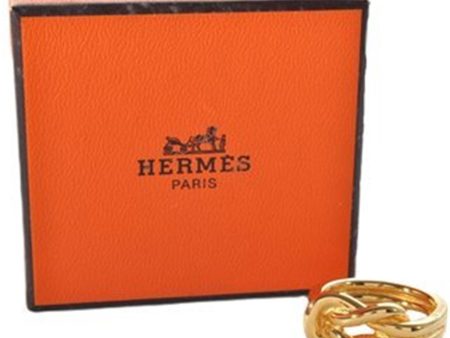 Authentic HERMES Scarf Ring Atame Circle Knot Design Gold Tone Box 9176E For Sale