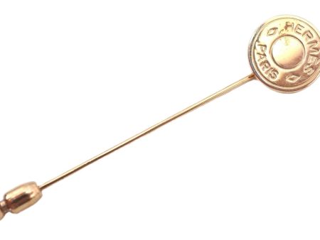 Authentic HERMES Sellier Bijouterie Fantaisie Pin Brooch Accessory Gold J7494 Hot on Sale