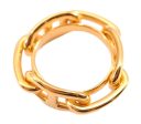 Authentic HERMES Scarf Ring Chaine d Ancre Chain Design Gold Tone 8282F Fashion