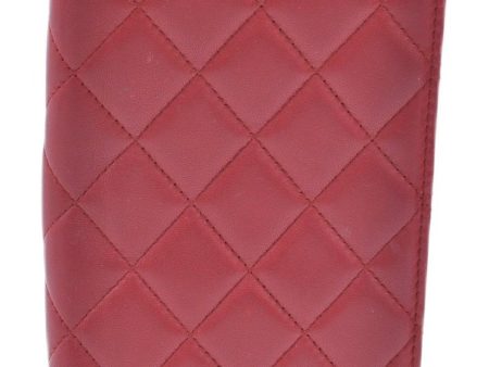 Authentic CHANEL Lamb Skin Matelasse CC Logo Notebook Cover Red J6181 Online now