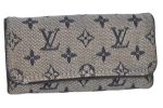 Auth Louis Vuitton Monogram Mini Multicles 4 Four Hooks Key Case Blue LV 2029G Online Sale