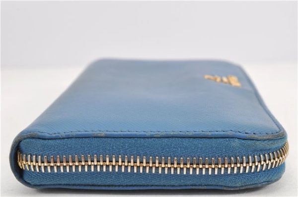 Authentic PRADA Saffiano Leather Long Wallet Purse Blue Box 8600F For Cheap