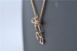 Authentic Christian Dior Gold Tone Ribbon Chain Pendant Necklace CD J9334 For Cheap