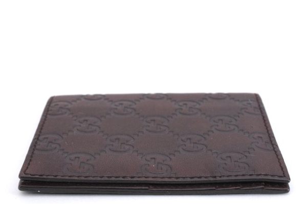 Authentic GUCCI Guccissima Card Case GG Leather 146230 Brown 3966E Fashion