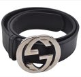 Authentic GUCCI Interlocking G Belt Leather Size 90cm 35.4  114876 Black 7160E For Sale