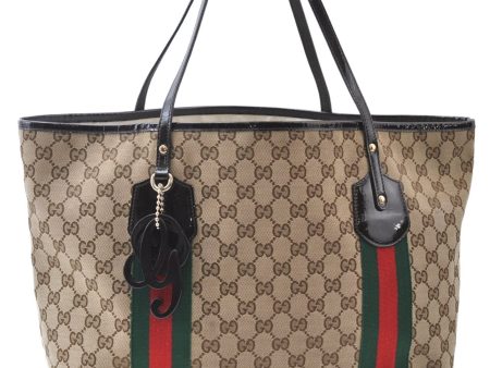 Auth GUCCI Jolie Web Sherry Line Tote Bag GG Canvas Enamel 211970 Brown 6644E Cheap