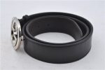 Authentic GUCCI Interlocking G Belt Leather Size 90cm 35.4  114876 Black 7160E For Sale