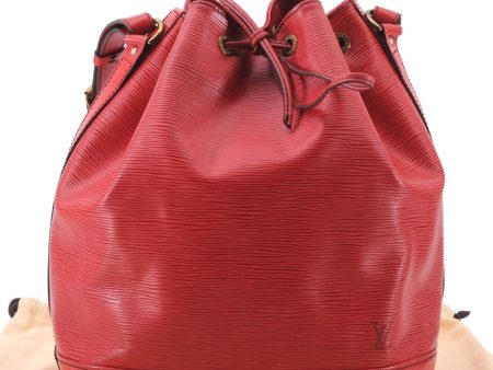 Authentic Louis Vuitton Epi Noe Shoulder Drawstring Bag Red M44007 LV 8059E Online now