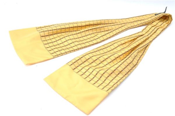 Authentic HERMES Ascot Tie Necktie Belt Pattern Silk Yellow J5577 Hot on Sale