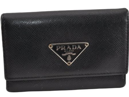 Authentic PRADA Vintage Saffiano Leather 6 Six Hooks Key Case Black 1335G Fashion