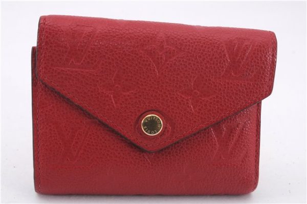 Auth Louis Vuitton Monogram Empreinte Portefeuille Victorine Wallet Red LV 0362F Hot on Sale