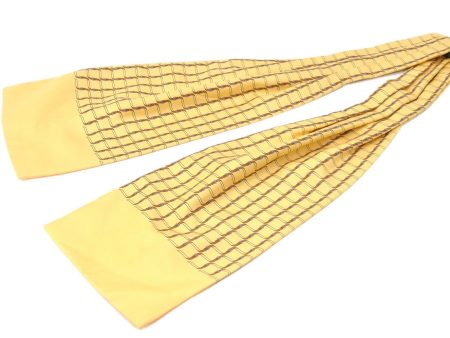 Authentic HERMES Ascot Tie Necktie Belt Pattern Silk Yellow J5577 Hot on Sale